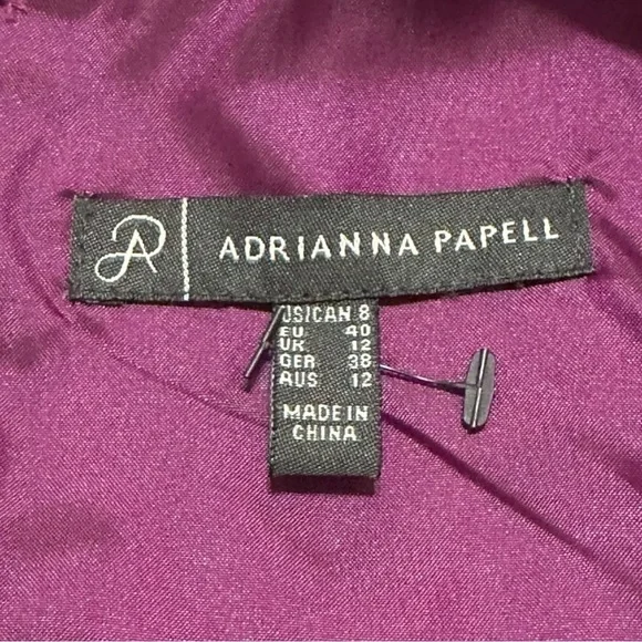 Adrianna Papell Embellished Satin Fit & Flare Dress Size 8 - Rich Plum - Picture 5 of 5